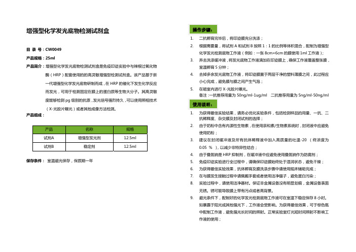 增强型化学发光底物检测试剂盒