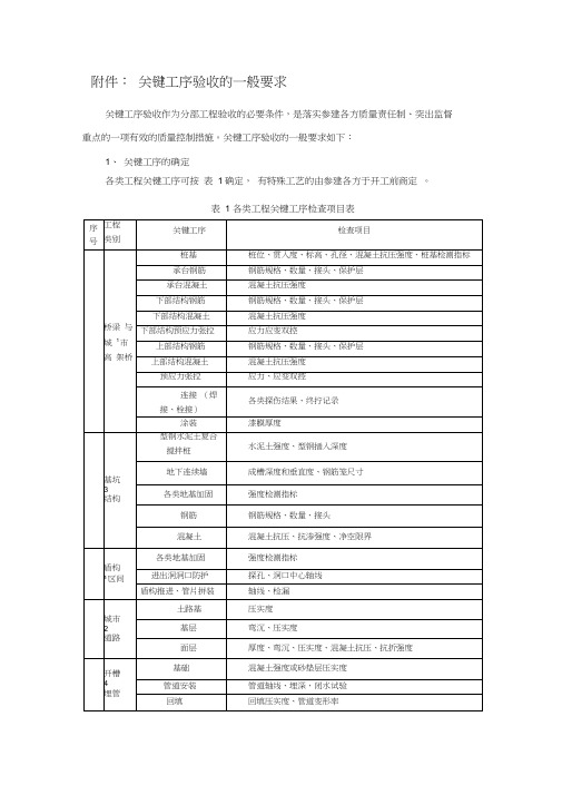 关键工序验收一般要求详解