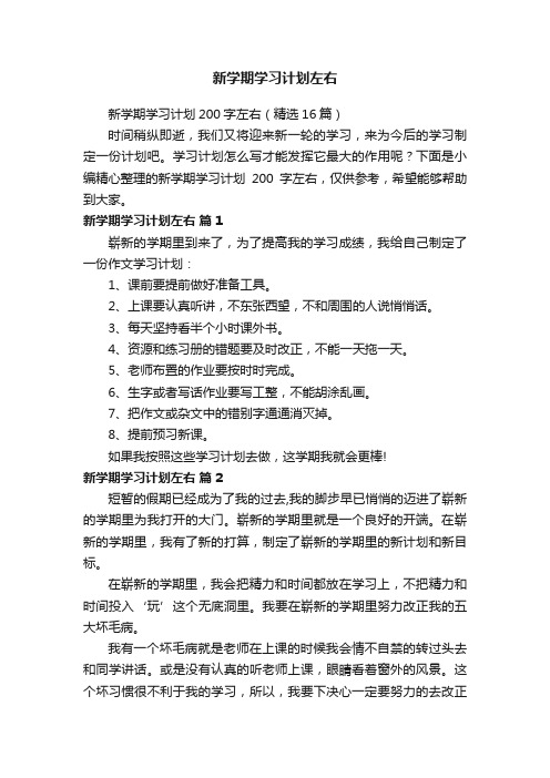 新学期学习计划200字左右（精选16篇）