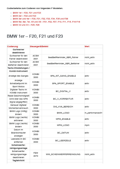 宝马各车型编码命令参考