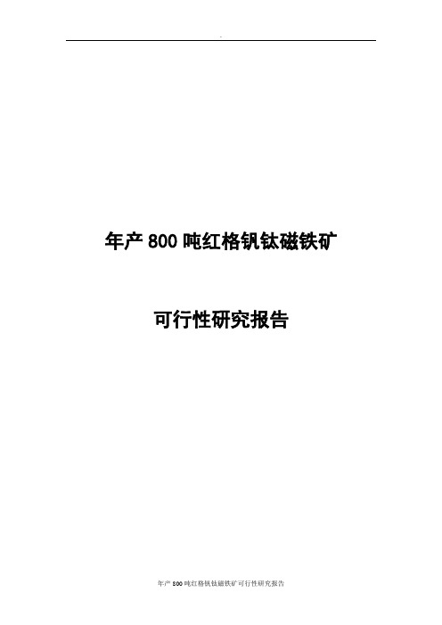 年产800吨红格钒钛磁铁矿可行性研究报告