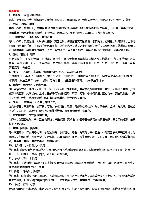 观赏植物学实习考试复习资料