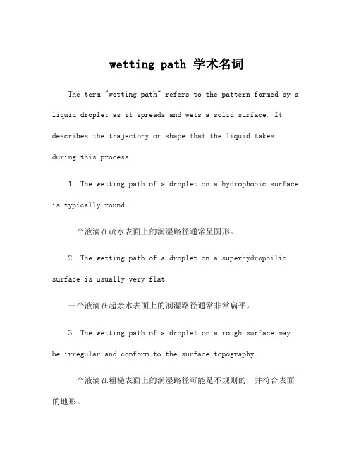 wetting path 学术名词