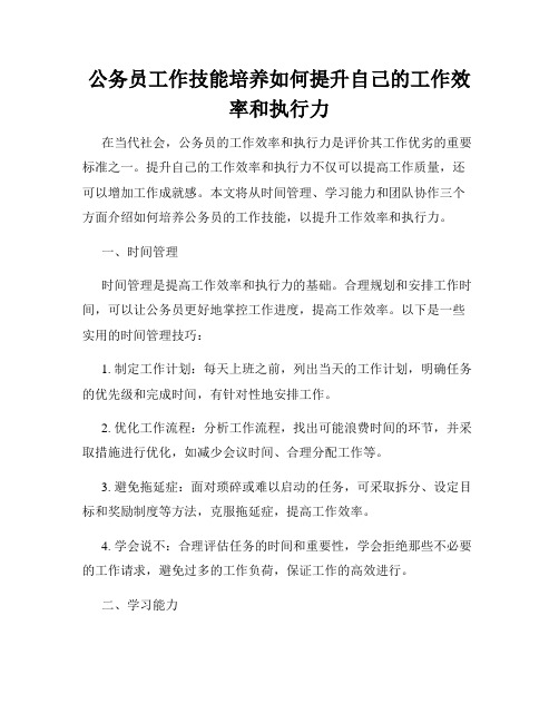 公务员工作技能培养如何提升自己的工作效率和执行力