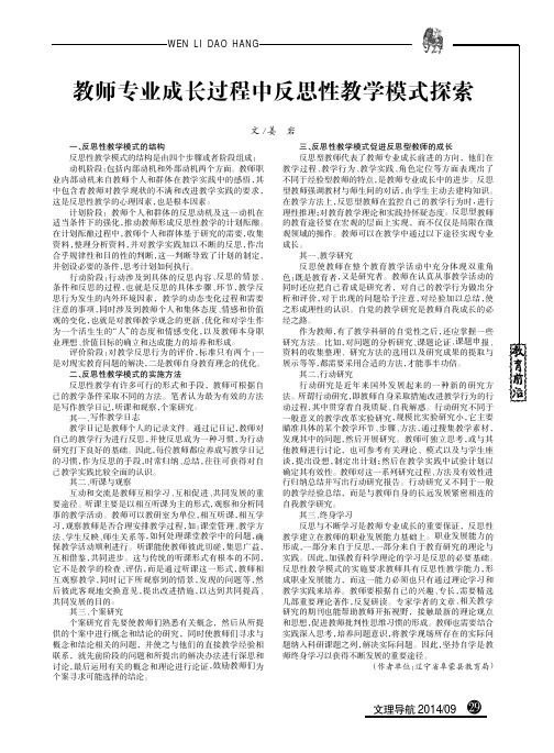 教师专业成长过程中反思性教学模式探索（论文）