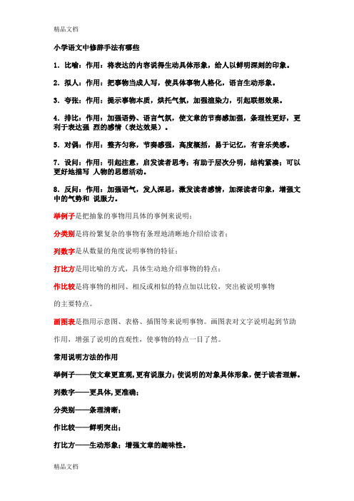 小学语文中修辞手法有哪些学习资料