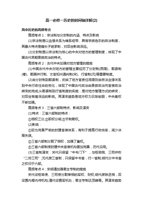 高一必修一历史的时间轴详解（2）