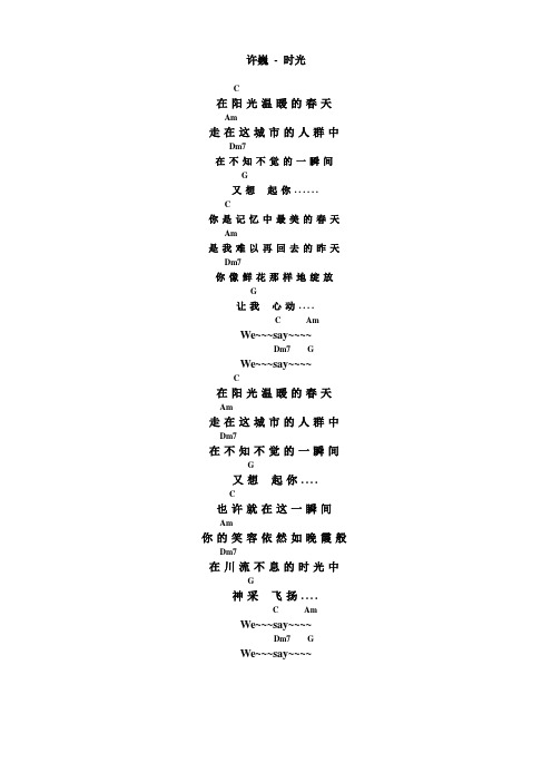 许巍- 阳光-吉他谱