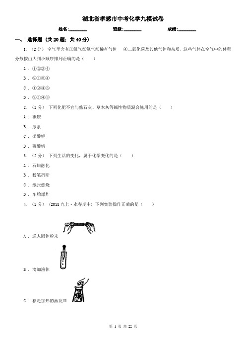 湖北省孝感市中考化学九模试卷