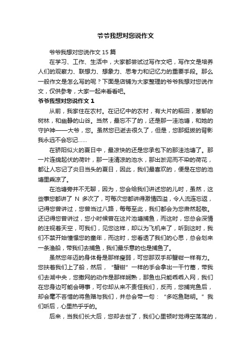 爷爷我想对您说作文