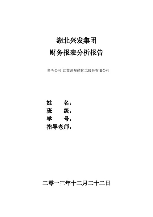 财务报表管理湖北兴发集团财务报表分析