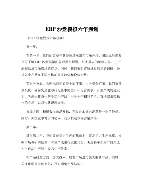 ERP沙盘模拟六年规划