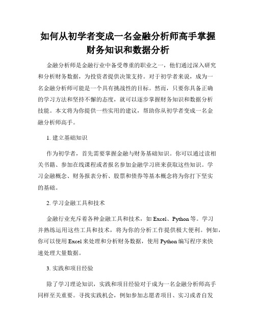 如何从初学者变成一名金融分析师高手掌握财务知识和数据分析