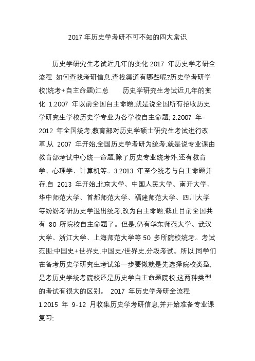 2017年历史学考研不可不知的四大常识