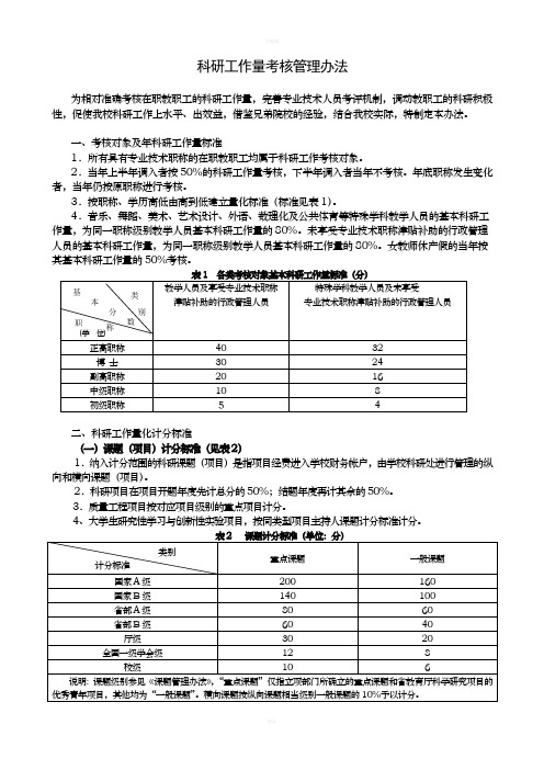 科研工作量考核管理办法