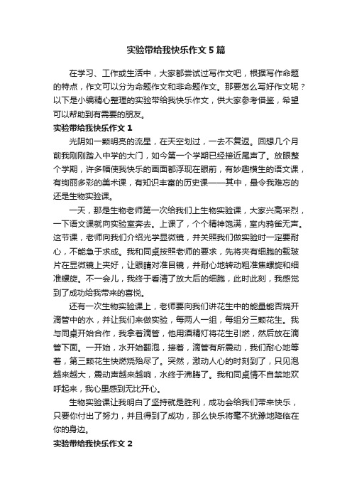 实验带给我快乐作文5篇