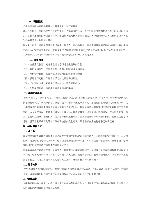 2011年修改版初中英语课程标准