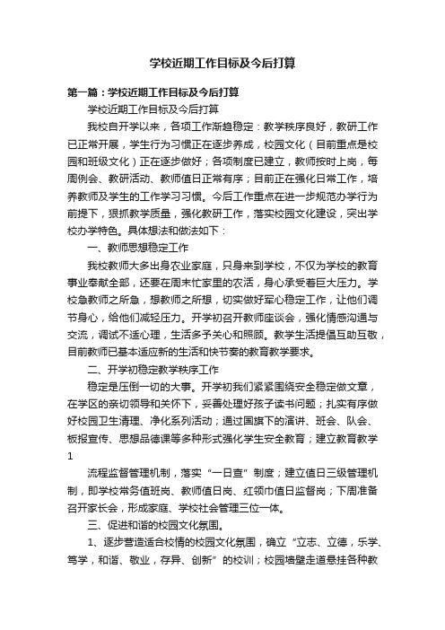 学校近期工作目标及今后打算