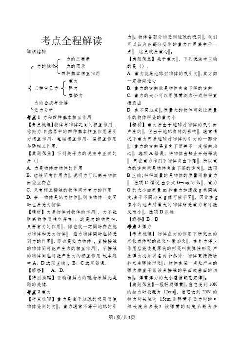 高二物理学业水平测试考点全程解读--相互作用(必修1)全程解读