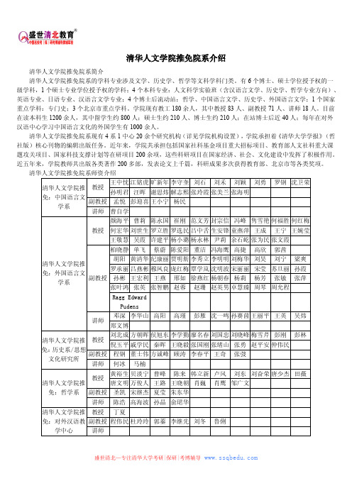 清华人文学院推免院系介绍