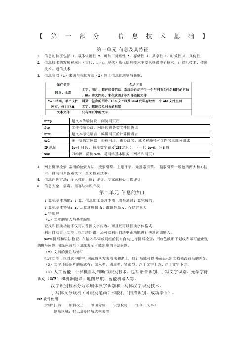 高中信息技术学考知识点汇总