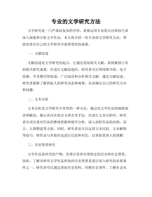 专业的文学研究方法