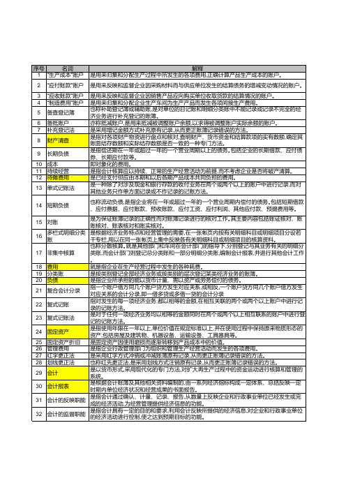 会计基础学名词解释