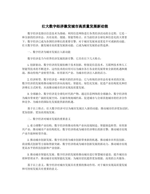 壮大数字经济激发城市高质量发展新动能