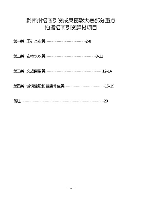 黔南州招商引资成果摄影大赛部分重点