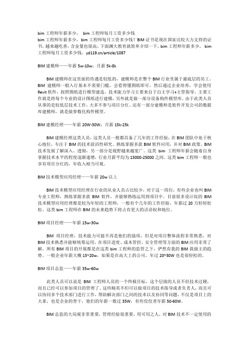 bim工程师年薪多少, bim工程师每月工资多少钱