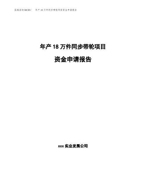 年产18万件同步带轮项目资金申请报告