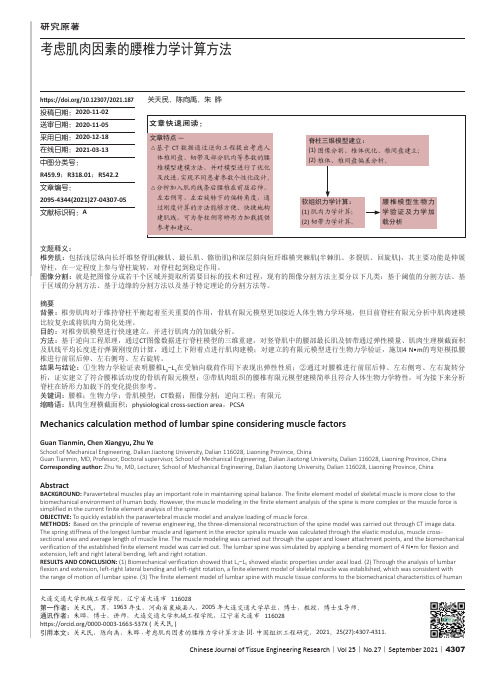 考虑肌肉因素的腰椎力学计算方法