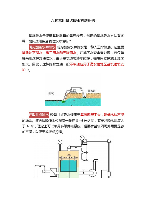 六种常用基坑降水方法比选