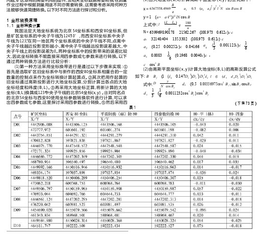 矿区坐标系与西安80坐标系转换的不同方法比较分析