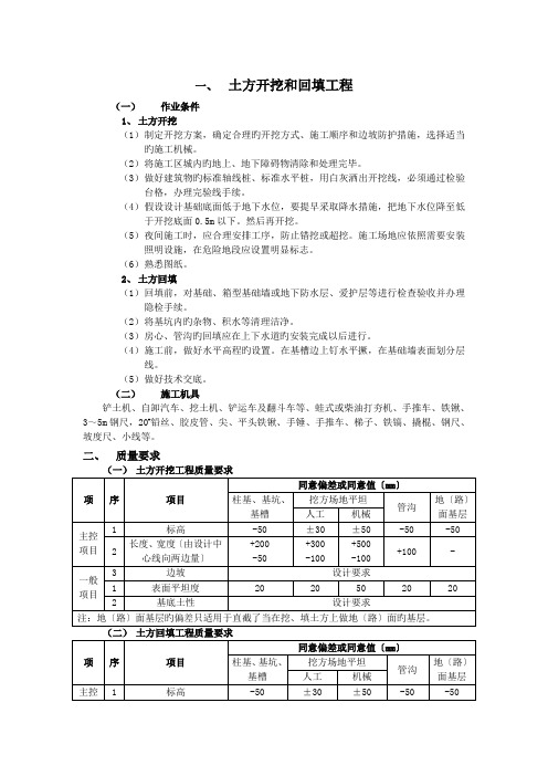 土方开挖和回填工程