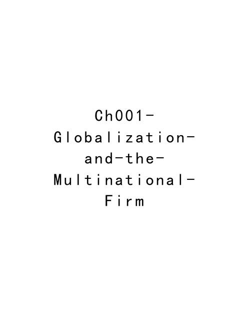 Ch001-Globalization-and-the-Multinational-Firm教学提纲