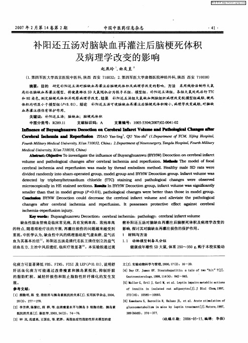 补阳还五汤对脑缺血再灌注后脑梗死体积及病理学改变的影响