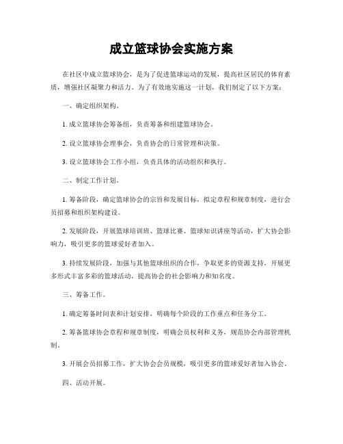 成立篮球协会实施方案