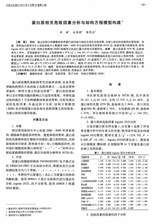 蛋白尿相关危险因素分析与结构方程模型构建