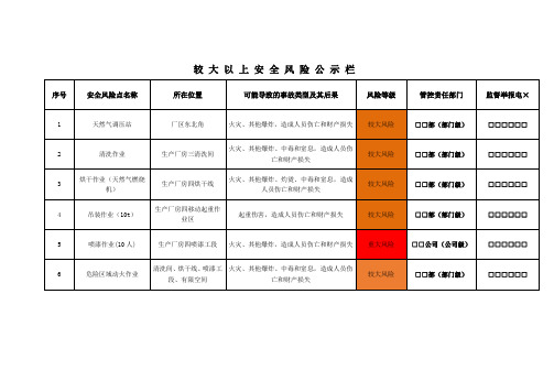 较大以上安全风险公示栏1510m参考参考模板范本