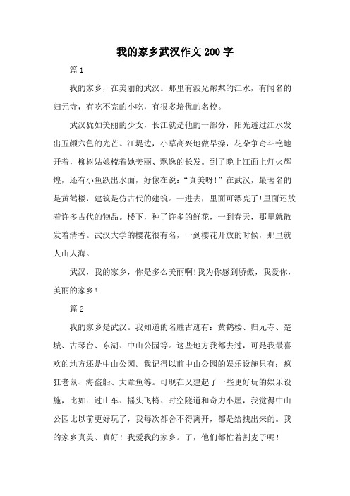 我的家乡武汉作文200字