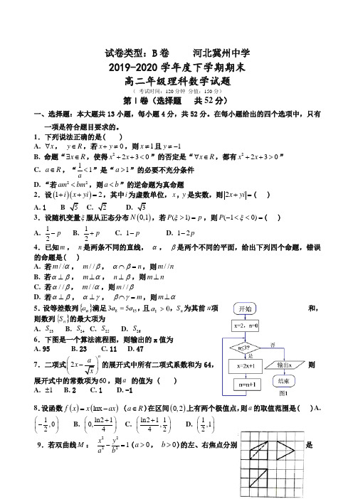 【推荐】河北省冀州高二下册考试数学(理)试题b卷有答案