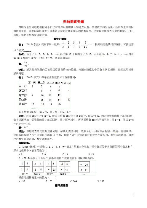 中考数学专题复习 归纳探索型试题