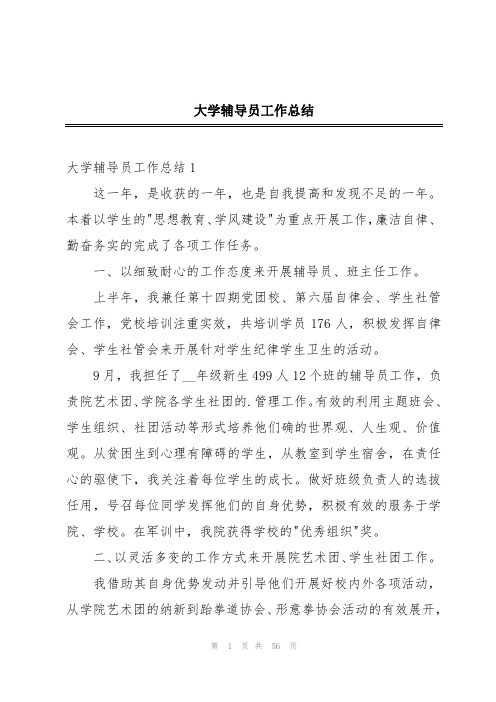 大学辅导员工作总结