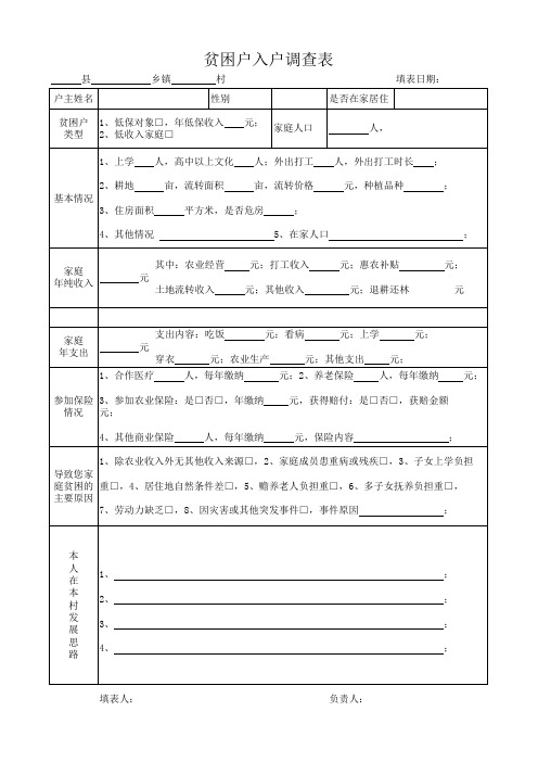 贫困户入户调查表(样表)