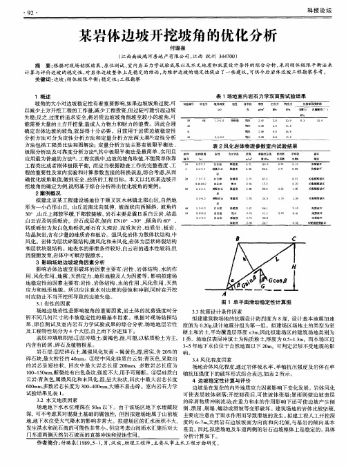 某岩体边坡开挖坡角的优化分析