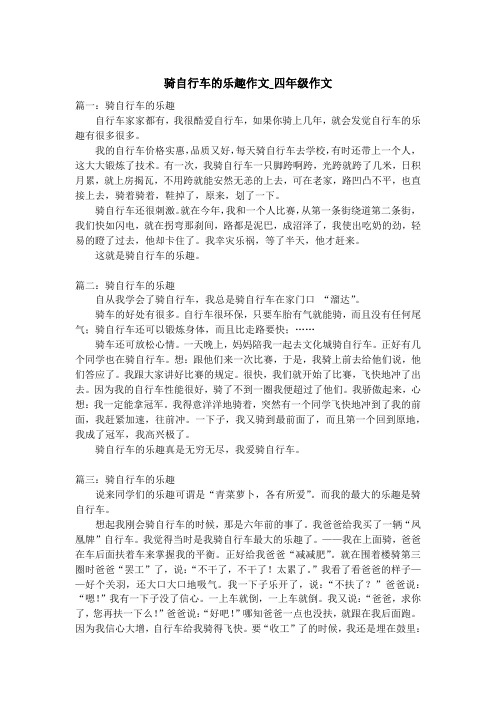 骑自行车的乐趣作文_四年级作文