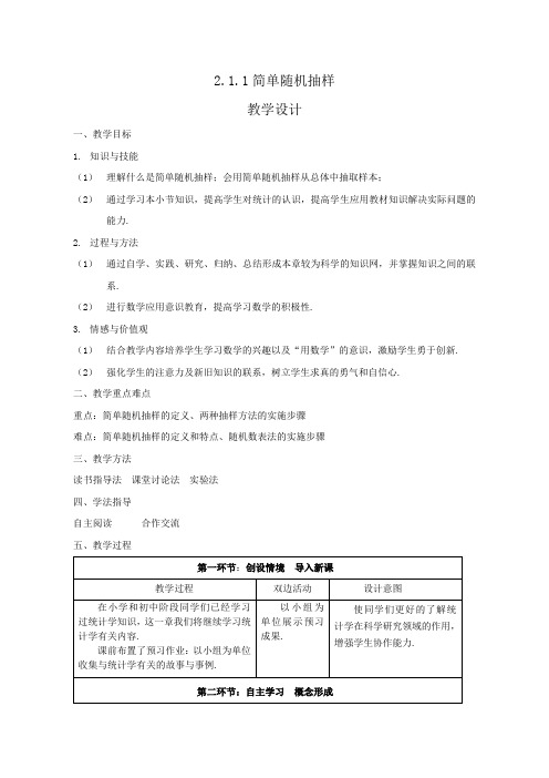 2.1.1 简单随机抽样