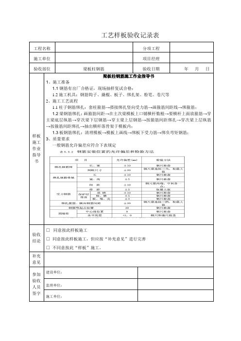 样板间验收记录表