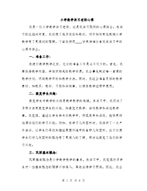 小学数学实习老师心得（2篇）